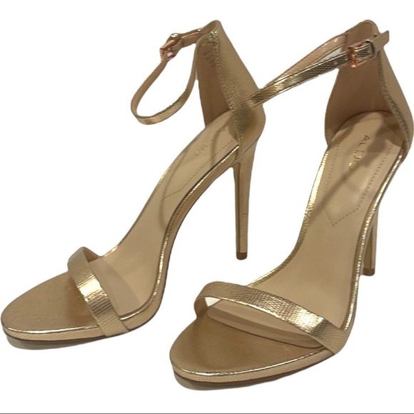 Aldo Shoes - Aldo  Rose Gold Ankle Strap Stilettos Size 8.5